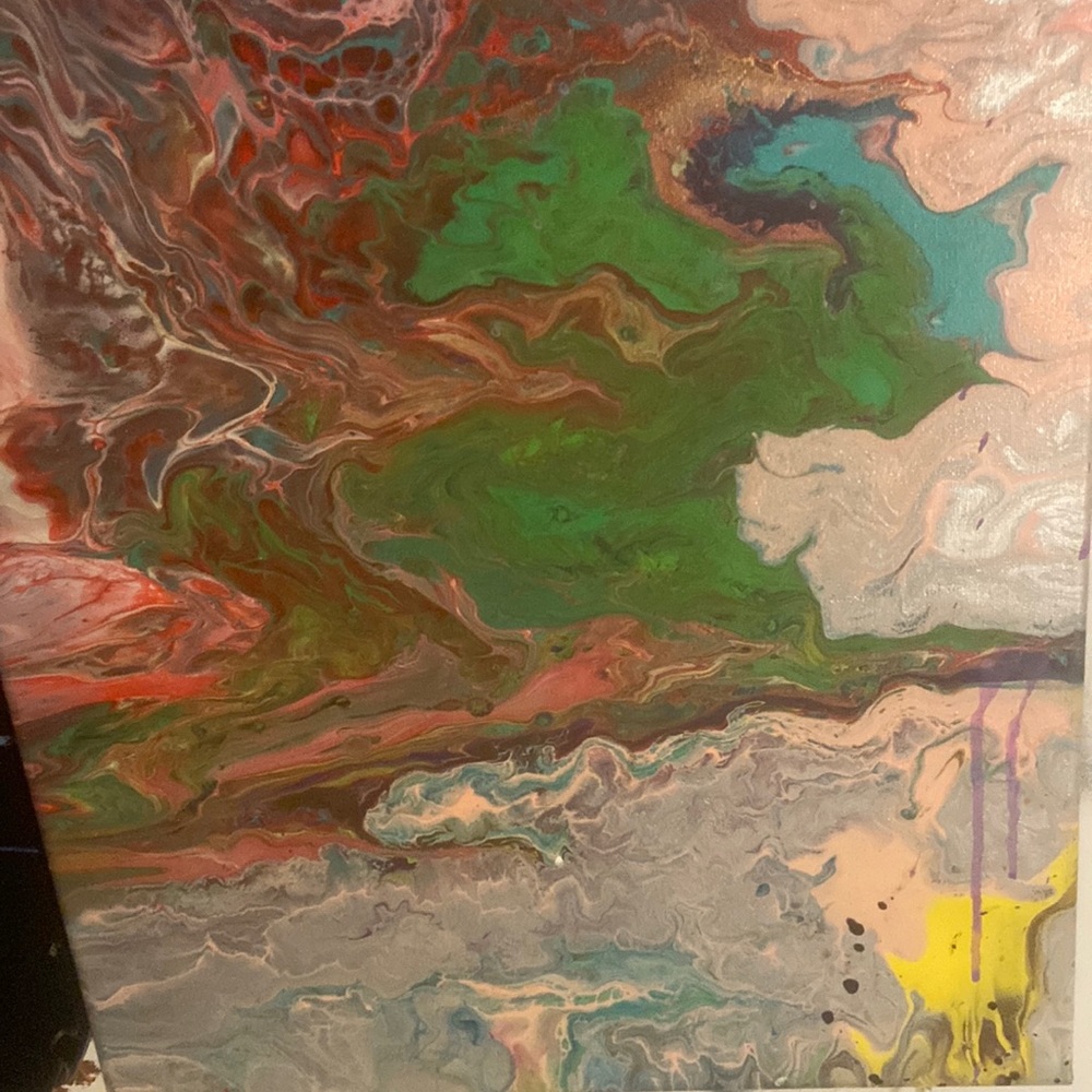 Painting acrylic paint on streched canvas